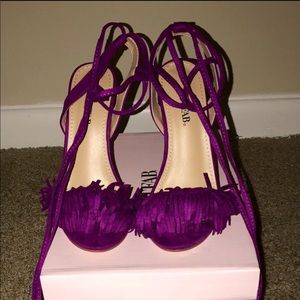 Purple Lace up Fringe Tassel Heels